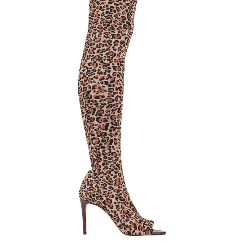 NWT Victoria Beckham Jasmine Open Toe Boots in Leopard Cheetah US 9 39